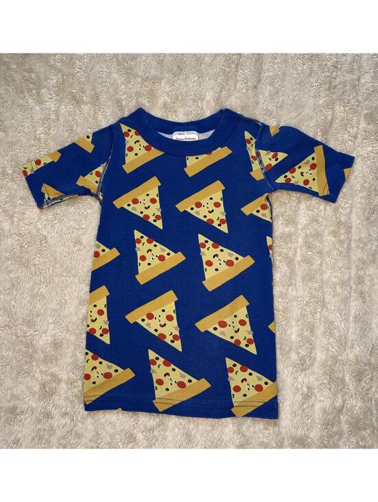 Hanna Andersson Other - Hanna Andersson pizza print pajama top Size 6-7 organic cotton blue retro kawaii